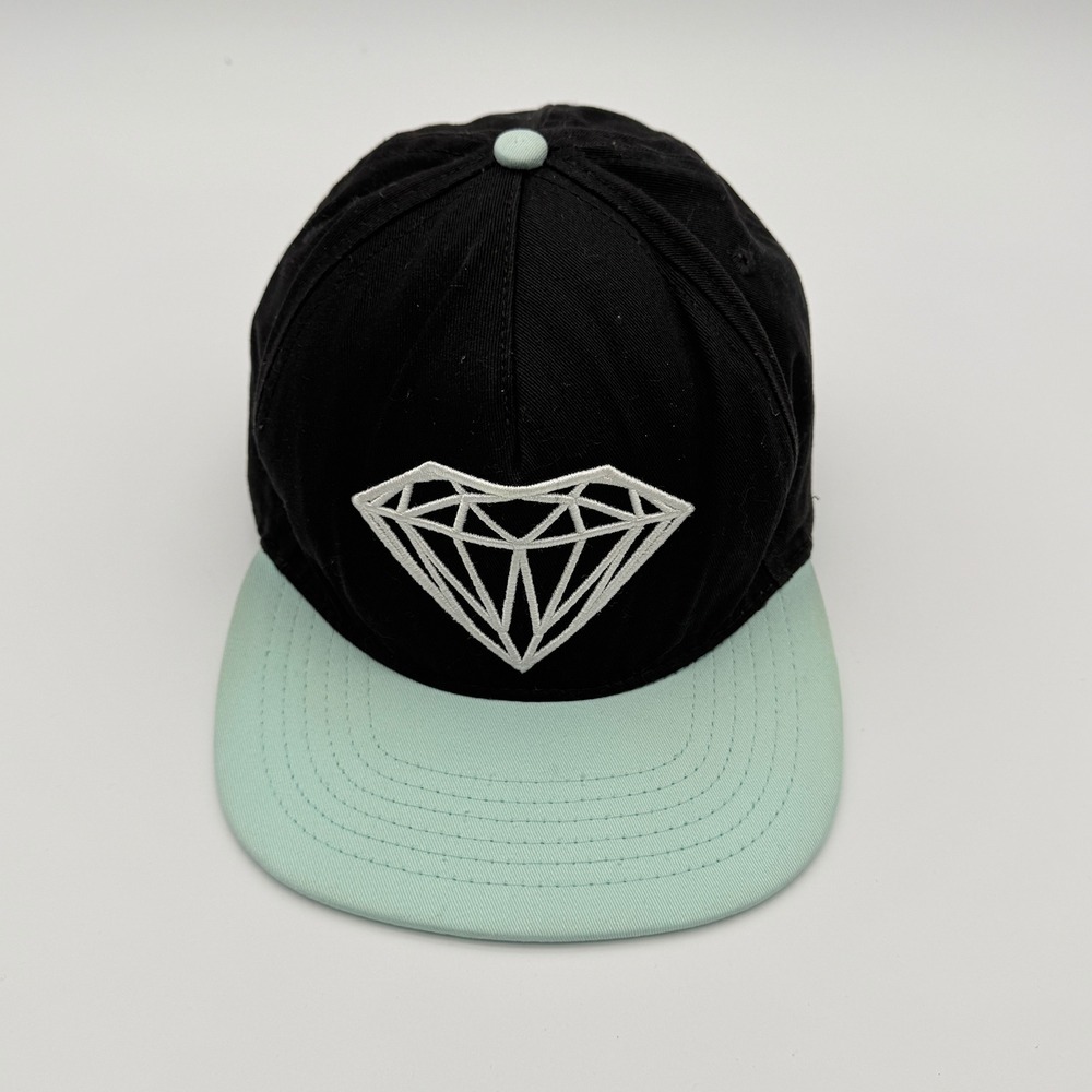 Diamond Supply Co Hat Snapback Men OSFM Black Mint Diamond Logo Skate Streetwear